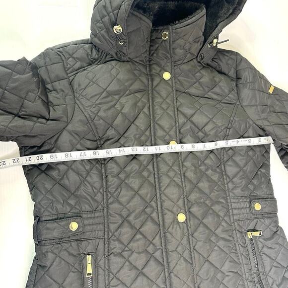 Laundry by Shelli Segal Women’s Quilted Winter Jacket With Hood Size Large Black - Picture 6 of 14